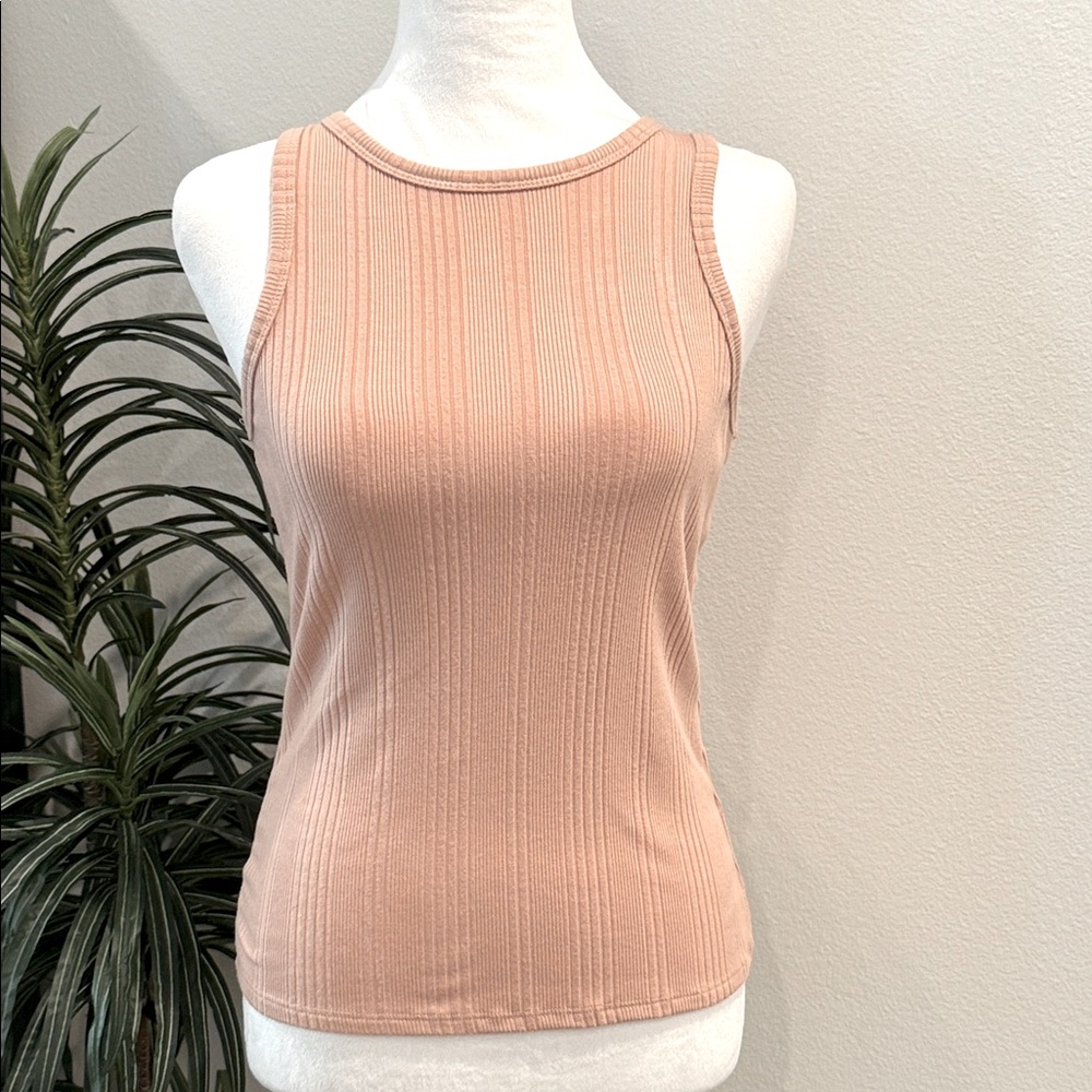 Cyrus Essentials Rose Color Tank Top Ribbed Fitted Sleeveless XS